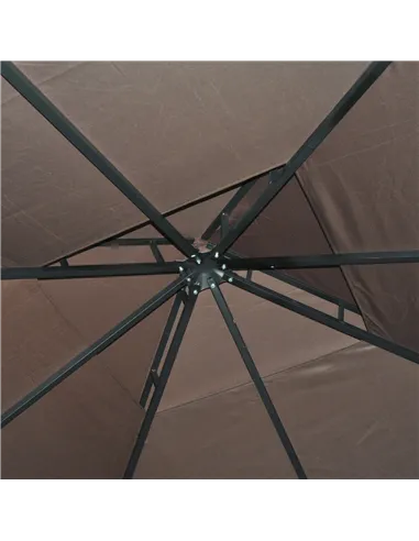 Outsunny 3 x 3 m Garden Gazebo Double Roof Marquee Patio Wedding Party Tent Canopy Shelter with Sidewalls (Brown)