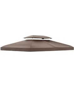 Outsunny 3x4m Gazebo Replacement Roof Canopy 2 Tier Top UV Cover Garden Patio Outdoor Sun Awning Shelters, Brown  (TOP COVER ONL