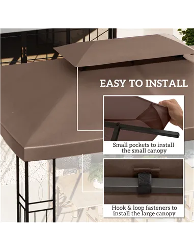 Outsunny 3x4m Gazebo Replacement Roof Canopy 2 Tier Top UV Cover Garden Patio Outdoor Sun Awning Shelters, Brown  (TOP COVER ONL