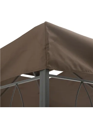 Outsunny 3x4m Gazebo Replacement Roof Canopy 2 Tier Top UV Cover Garden Patio Outdoor Sun Awning Shelters, Brown  (TOP COVER ONL