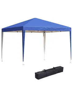 Outsunny 3 x 3M Garden Pop Up Gazebo Height Adjustable Marquee Party Tent Wedding Canopy with Carrying Bag, Blue