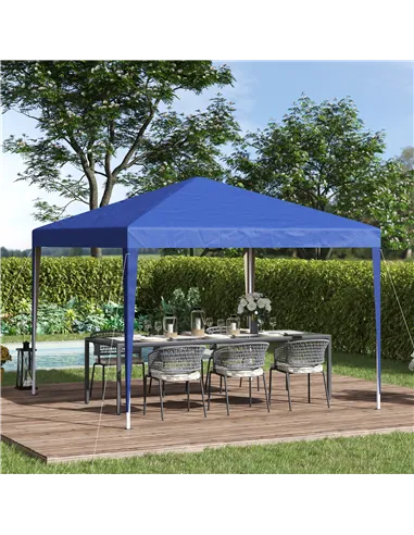 Outsunny 3 x 3M Garden Pop Up Gazebo Height Adjustable Marquee Party Tent Wedding Canopy with Carrying Bag, Blue