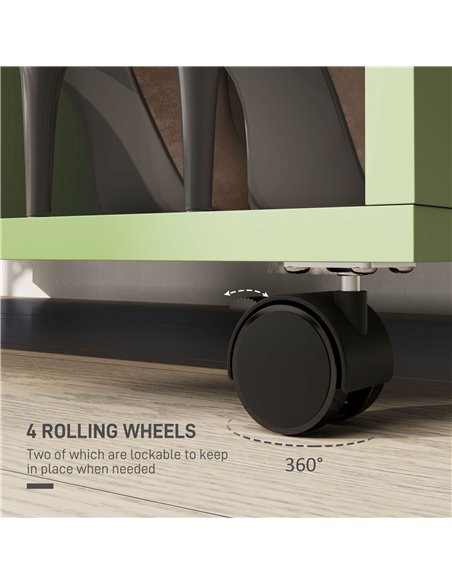 HOMCOM Open Wardrobe on Wheels, Bedroom Wardrobe with Clothes Hanging Rail, 2 Storage Shelves, Mobile Garment Rack for Cloakroom