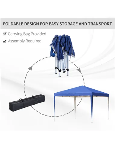 Outsunny 3 x 3M Garden Pop Up Gazebo Height Adjustable Marquee Party Tent Wedding Canopy with Carrying Bag, Blue