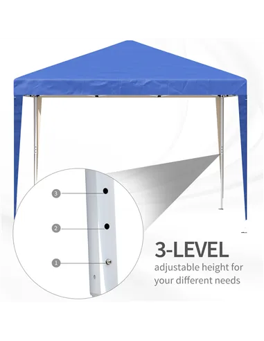 Outsunny 3 x 3M Garden Pop Up Gazebo Height Adjustable Marquee Party Tent Wedding Canopy with Carrying Bag, Blue