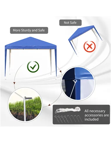 Outsunny 3 x 3M Garden Pop Up Gazebo Height Adjustable Marquee Party Tent Wedding Canopy with Carrying Bag, Blue