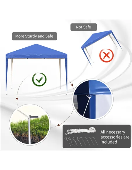 Outsunny 3 x 3M Garden Pop Up Gazebo Height Adjustable Marquee Party Tent Wedding Canopy with Carrying Bag, Blue