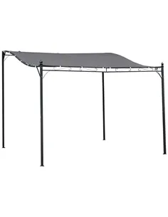 Outsunny 3x3m Freestanding Metal Wall Awning Canopy Grey