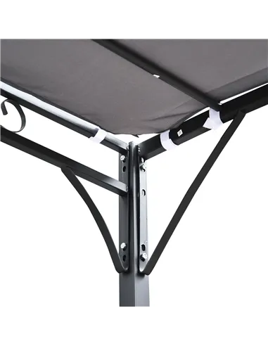 Outsunny 3x3m Freestanding Metal Wall Awning Canopy Grey