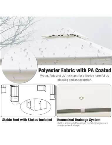 Outsunny 3 x 3m Outdoor Steel Gazebo with 2 Tier Roof, Garden Gazebo Patio Canopy Marquee Shelter with Decorative Steel Frame - 