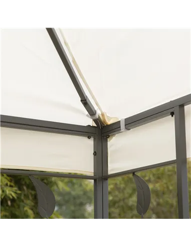 Outsunny 3 x 3m Outdoor Steel Gazebo with 2 Tier Roof, Garden Gazebo Patio Canopy Marquee Shelter with Decorative Steel Frame - 