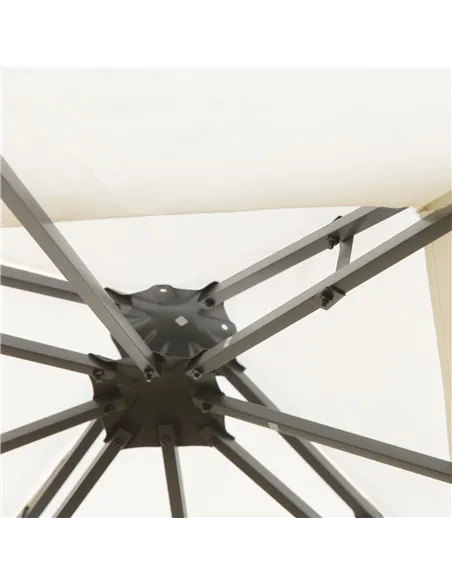 Outsunny 3 x 3m Outdoor Steel Gazebo with 2 Tier Roof, Garden Gazebo Patio Canopy Marquee Shelter with Decorative Steel Frame - 