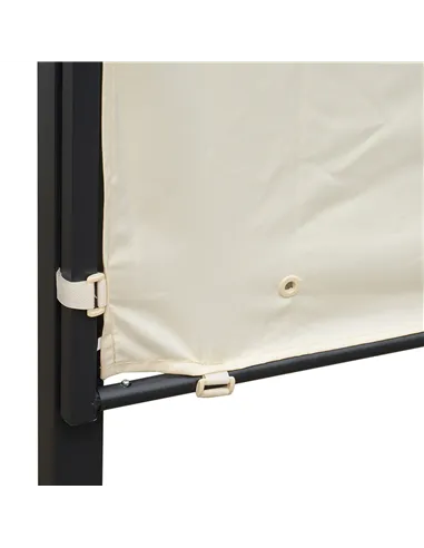 Outsunny 3 x 2.5m Patio Metal Gazebo Door Window Awning Wall Mount Canopy Outdoor Sunshade with Extended Shelter Cream White