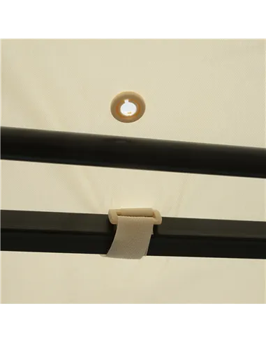 Outsunny 3 x 2.5m Patio Metal Gazebo Door Window Awning Wall Mount Canopy Outdoor Sunshade with Extended Shelter Cream White