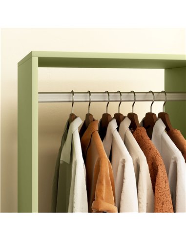 HOMCOM Open Wardrobe on Wheels, Bedroom Wardrobe with Clothes Hanging Rail, 2 Storage Shelves, Mobile Garment Rack for Cloakroom