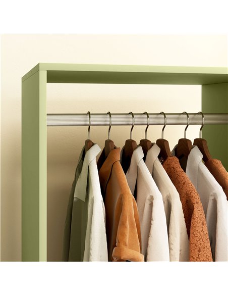 HOMCOM Open Wardrobe on Wheels, Bedroom Wardrobe with Clothes Hanging Rail, 2 Storage Shelves, Mobile Garment Rack for Cloakroom