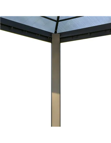 Outsunny 3 x 3(m) Hardtop Gazebo Canopy with Polycarbonate Roof, Aluminium Frame, Permanent Pavilion Garden Gazebo with Netting 