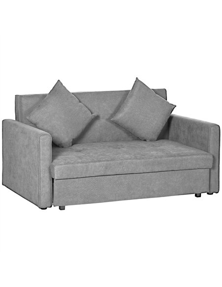HOMCOM 2 Seater Sofa Bed, Convertible Bed Settee, Modern Velvet Loveseat Sofa Couch with 2 Cushions, Hidden Storage for Living R