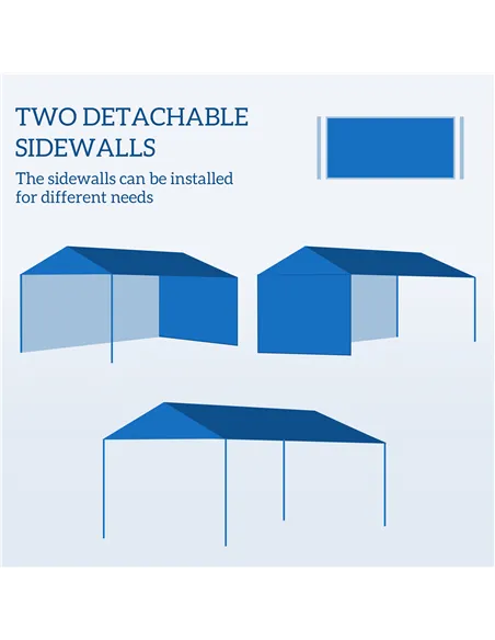 Outsunny 3 x 4 m Garden Gazebo Shelter Marquee Party Tent with 2 Sidewalls for Patio Yard Outdoor, Blue