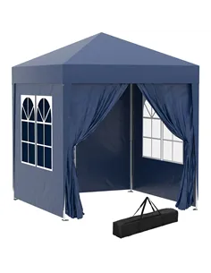 Outsunny 2 x 2 m Garden Pop Up Gazebo, Wedding Party Tent Marquee, Water Resistant Awning Canopy with Sidewalls, Windows, Carry 