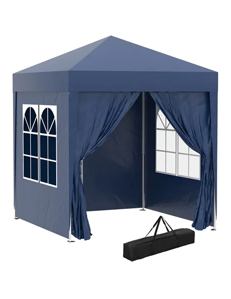 Outsunny 2 x 2 m Garden Pop Up Gazebo, Wedding Party Tent Marquee, Water Resistant Awning Canopy with Sidewalls, Windows, Carry 
