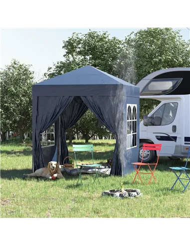 Outsunny 2 x 2 m Garden Pop Up Gazebo, Wedding Party Tent Marquee, Water Resistant Awning Canopy with Sidewalls, Windows, Carry 