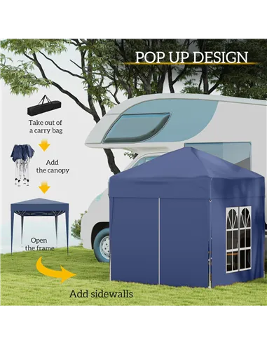 Outsunny 2 x 2 m Garden Pop Up Gazebo, Wedding Party Tent Marquee, Water Resistant Awning Canopy with Sidewalls, Windows, Carry 
