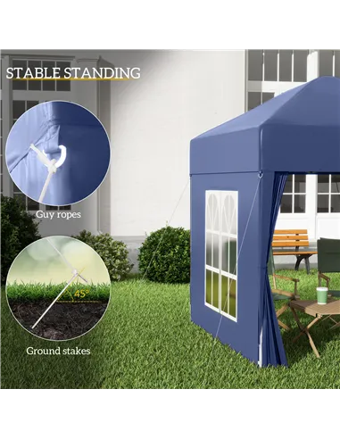 Outsunny 2 x 2 m Garden Pop Up Gazebo, Wedding Party Tent Marquee, Water Resistant Awning Canopy with Sidewalls, Windows, Carry 