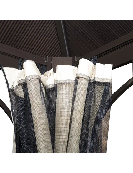 Outsunny 3x3 m Gazebo W/Mosquito Net-Brown/Black/Beige