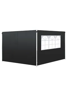 Outsunny 3 Meters Gazebo Replaceable Exchangeable Side Panel Wall Panels Walls With Window, Black
