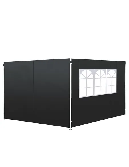 Outsunny 3 Meters Gazebo Replaceable Exchangeable Side Panel Wall Panels Walls With Window, Black