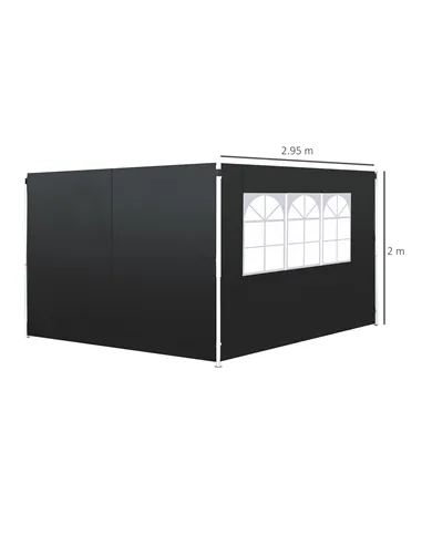 Outsunny 3 Meters Gazebo Replaceable Exchangeable Side Panel Wall Panels Walls With Window, Black