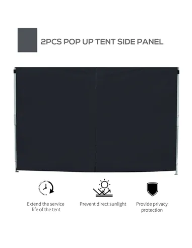 Outsunny 3 Meters Gazebo Replaceable Exchangeable Side Panel Wall Panels Walls With Window, Black