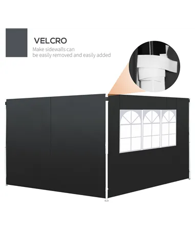 Outsunny 3 Meters Gazebo Replaceable Exchangeable Side Panel Wall Panels Walls With Window, Black