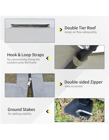 Outsunny 3.6 x 3.6 m Pop up Gazebo with Netting, Height Adjustable Party Tent Instant Canopy Sun Shade Shelter, Grey