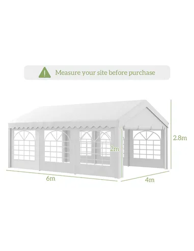 Outsunny 6m x 4m Heavy Duty Garden Gazebo, Galvanised Marquee Party Tent with Removable Sides and Windows for Parties, Wedding a