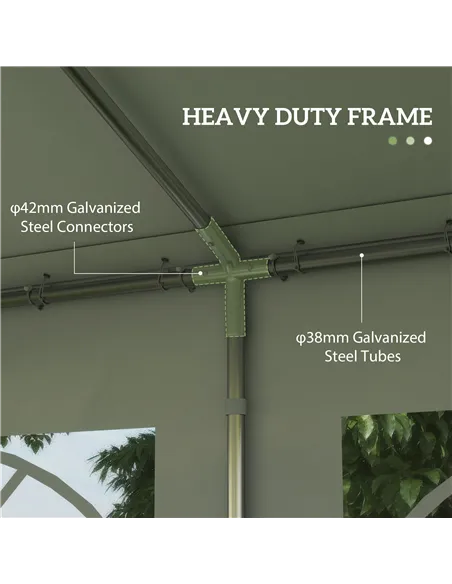 Outsunny 6m x 4m Heavy Duty Garden Gazebo, Galvanised Marquee Party Tent with Removable Sides and Windows for Parties, Wedding a