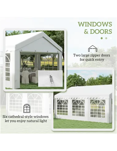 Outsunny 6m x 4m Heavy Duty Garden Gazebo, Galvanised Marquee Party Tent with Removable Sides and Windows for Parties, Wedding a
