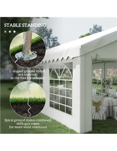 Outsunny 6m x 4m Heavy Duty Garden Gazebo, Galvanised Marquee Party Tent with Removable Sides and Windows for Parties, Wedding a