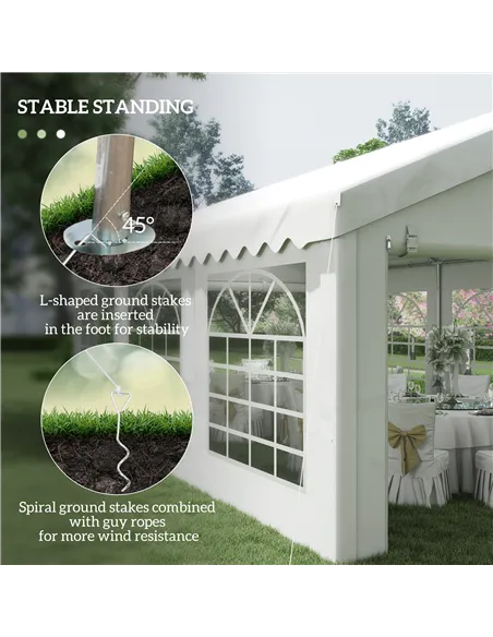 Outsunny 6m x 4m Heavy Duty Garden Gazebo, Galvanised Marquee Party Tent with Removable Sides and Windows for Parties, Wedding a