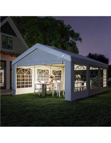 Outsunny 6m x 4m Heavy Duty Garden Gazebo, Galvanised Marquee Party Tent with Removable Sides and Windows for Parties, Wedding a