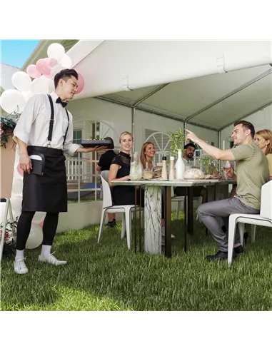 Outsunny 6m x 4m Heavy Duty Garden Gazebo, Galvanised Marquee Party Tent with Removable Sides and Windows for Parties, Wedding a