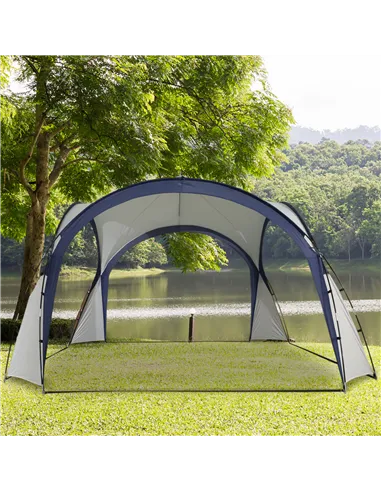 Outsunny Gazebo Party Tent, 3.5x3.5m-Cream/Blue