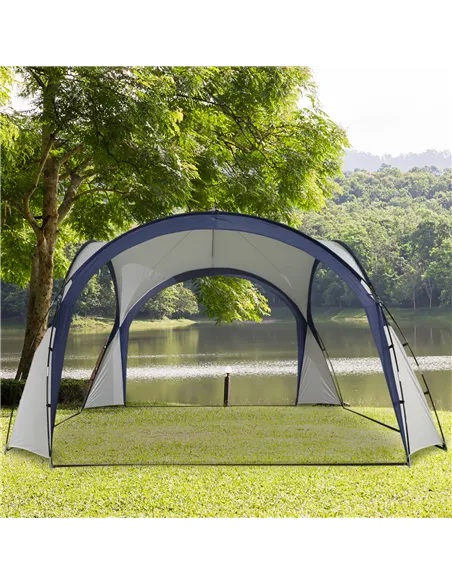 Outsunny Gazebo Party Tent, 3.5x3.5m-Cream/Blue