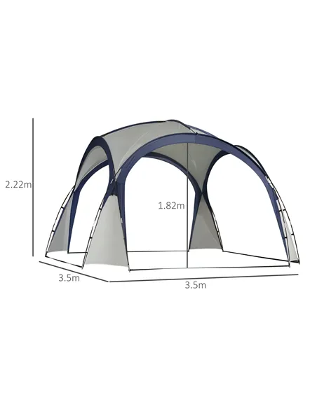 Outsunny Gazebo Party Tent, 3.5x3.5m-Cream/Blue