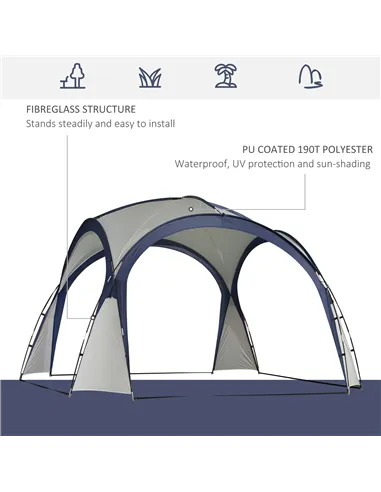 Outsunny Gazebo Party Tent, 3.5x3.5m-Cream/Blue
