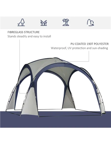 Outsunny Gazebo Party Tent, 3.5x3.5m-Cream/Blue