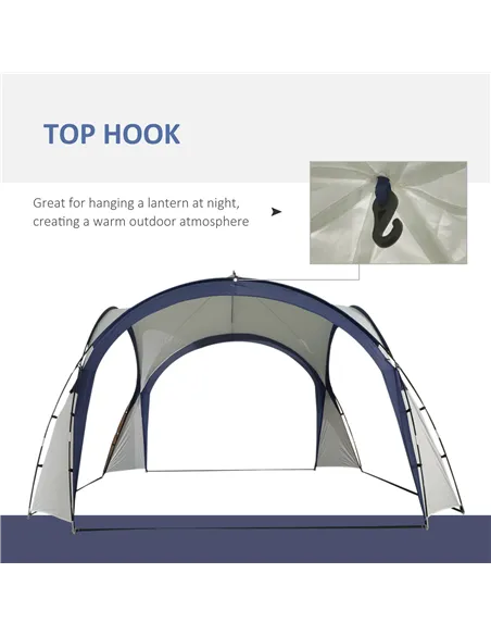 Outsunny Gazebo Party Tent, 3.5x3.5m-Cream/Blue