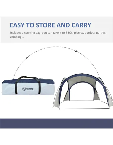 Outsunny Gazebo Party Tent, 3.5x3.5m-Cream/Blue