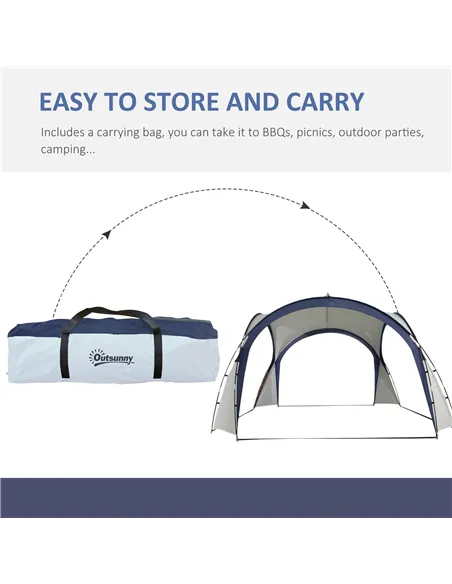 Outsunny Gazebo Party Tent, 3.5x3.5m-Cream/Blue